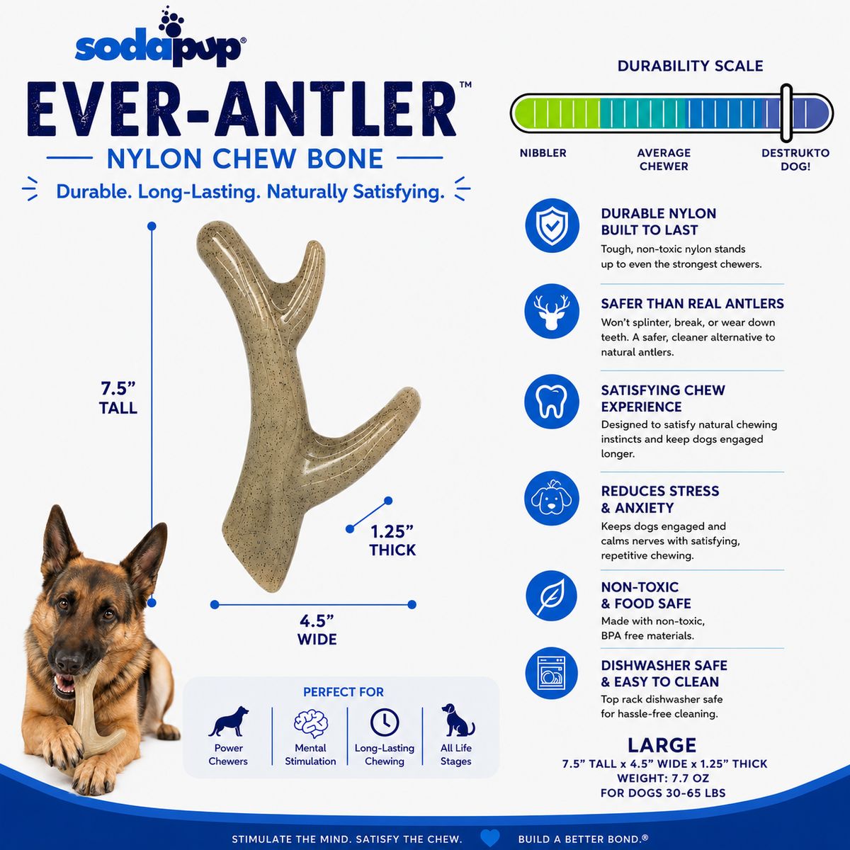 SodaPup Ever Antler Nylon Chew Bone