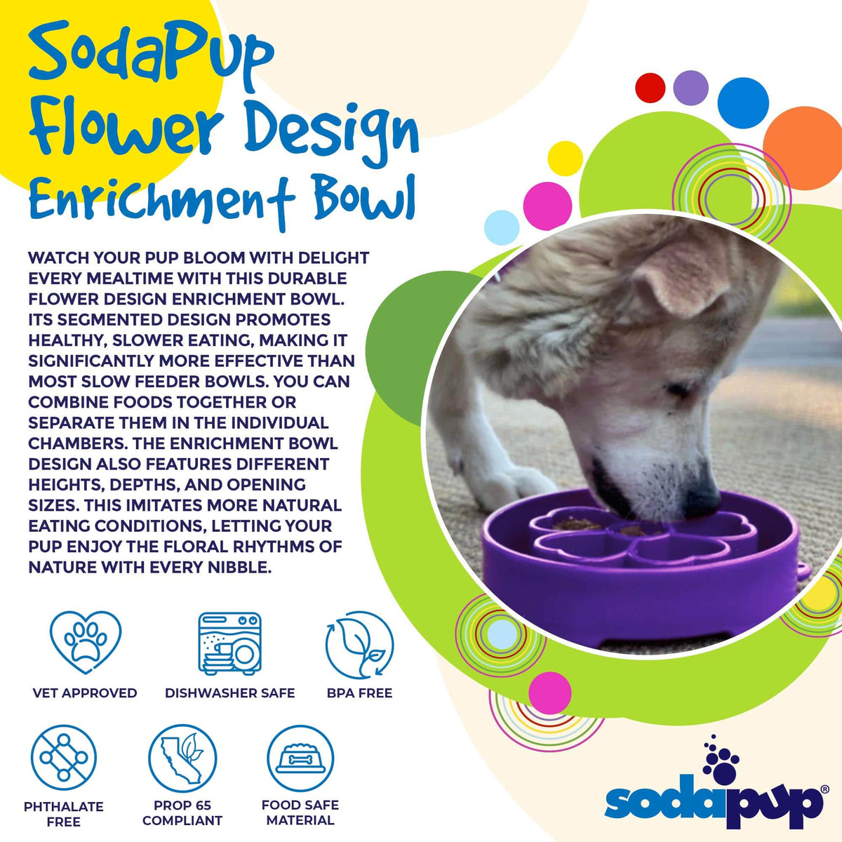 SodaPup Flower eBowl Deep Slow Feeder Dog Bowl
