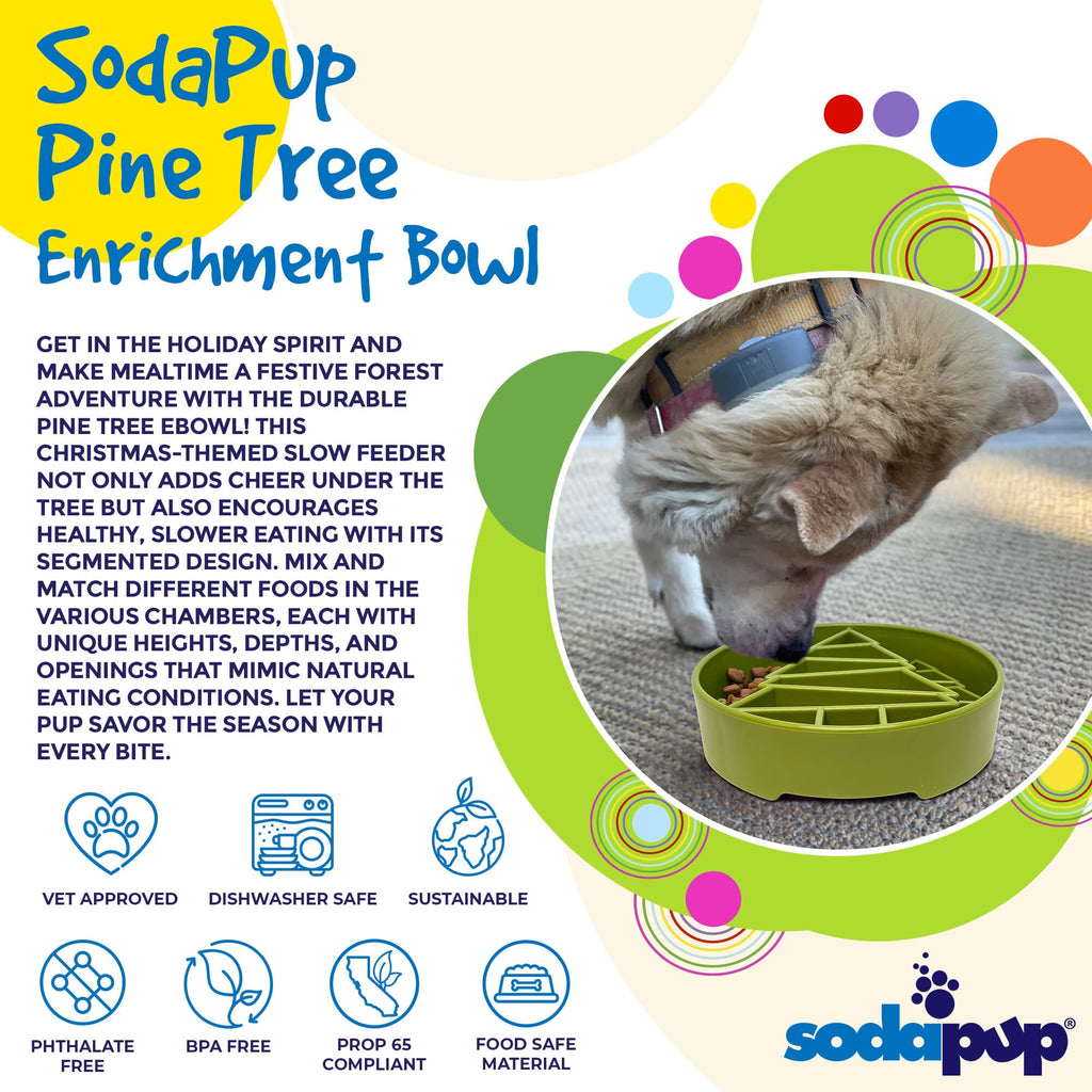 SodaPup Pine Tree eBowl Christmas Slow Feeder Dog Bowl