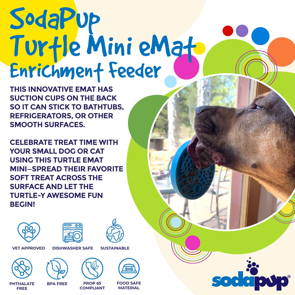 SodaPup Turtle eMat Mini Lick Mat with Suction Cups