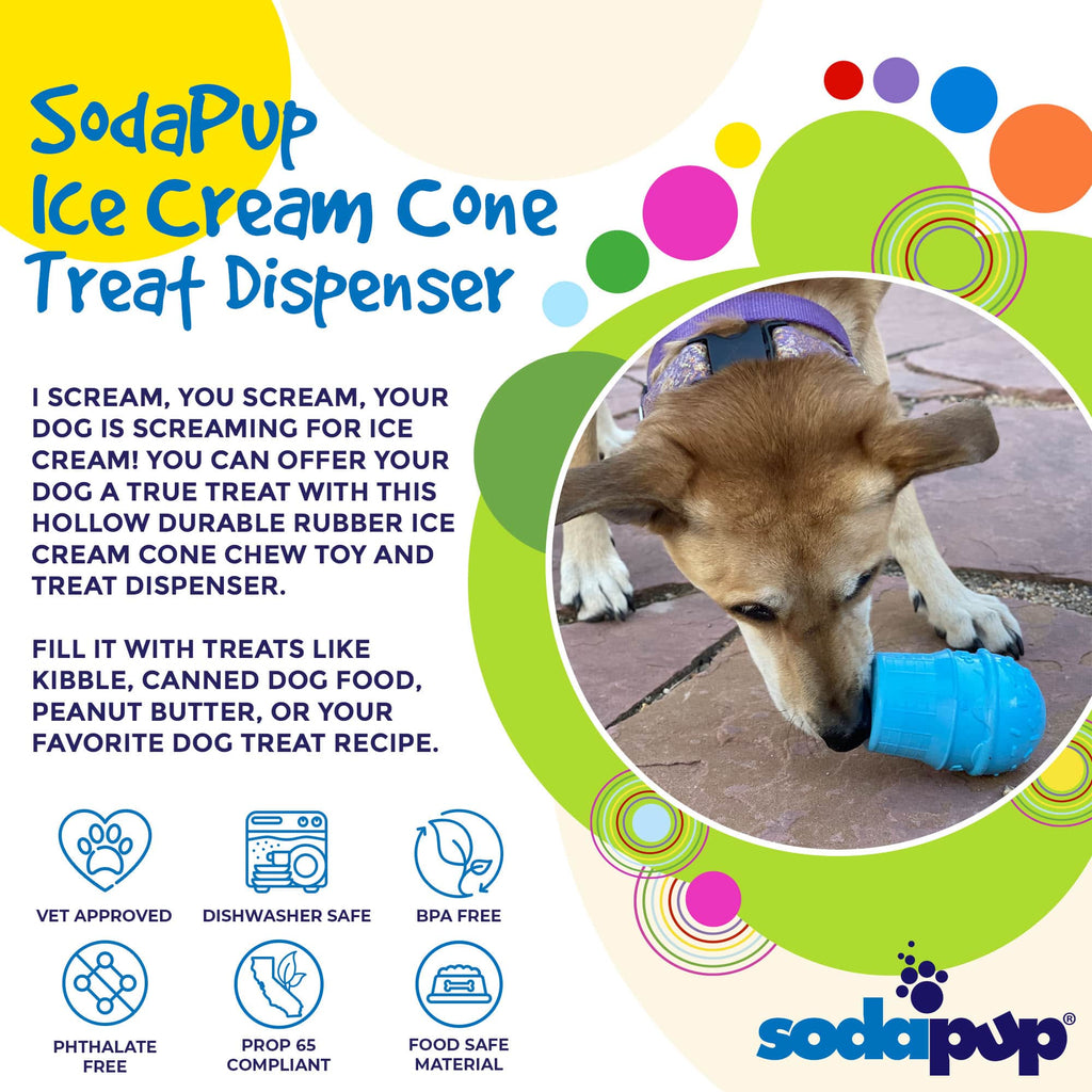 SodaPup Ice Cream Cone eDispenser Rubber Treat Toy