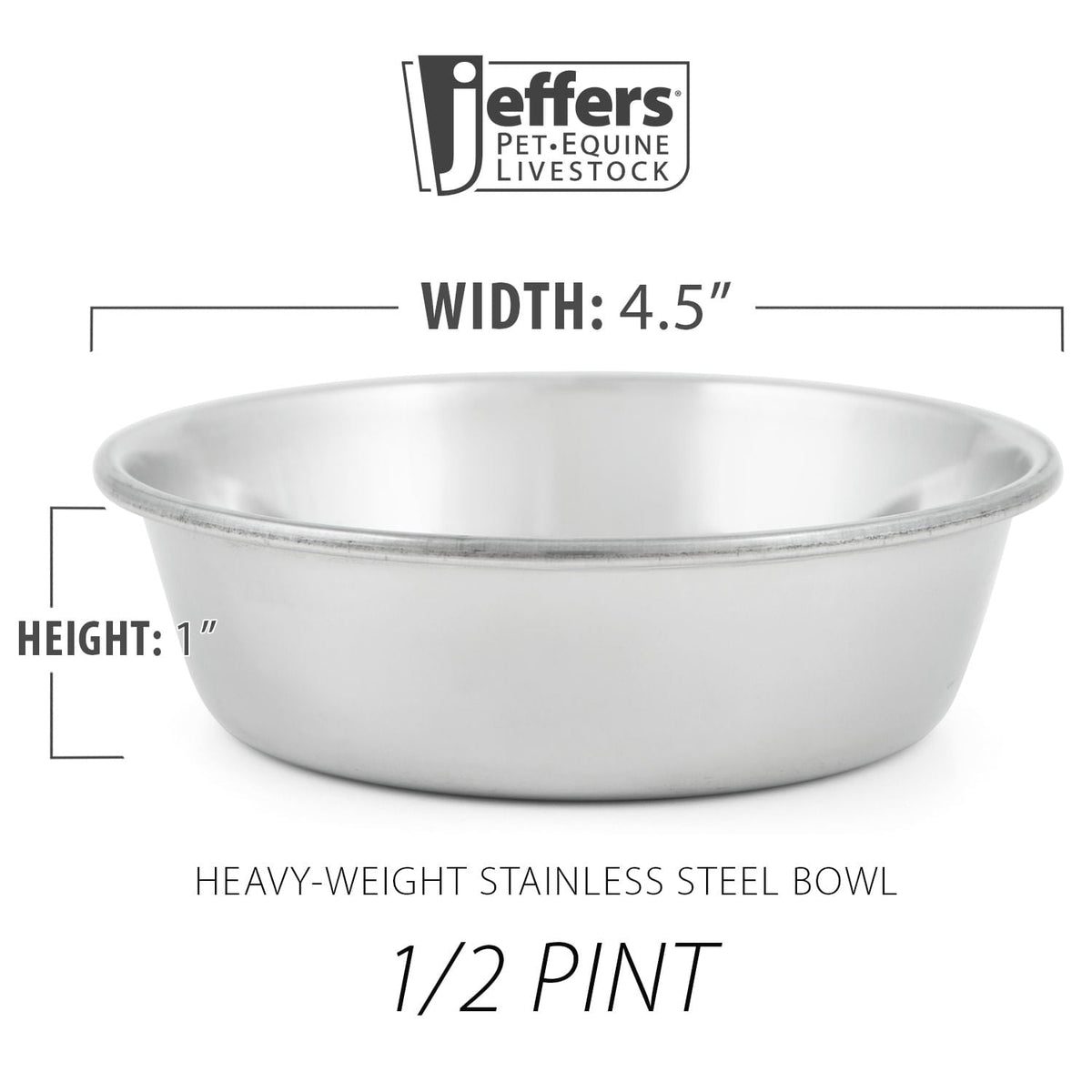 Jeffers Heavy Weight Stainless Steel Pet Bowl