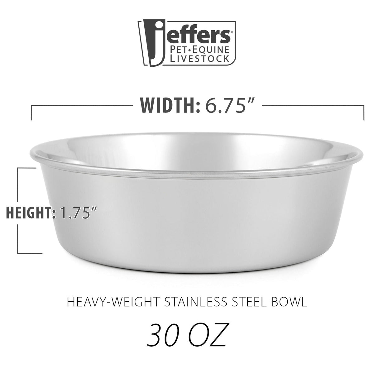 Jeffers Heavy Weight Stainless Steel Pet Bowl