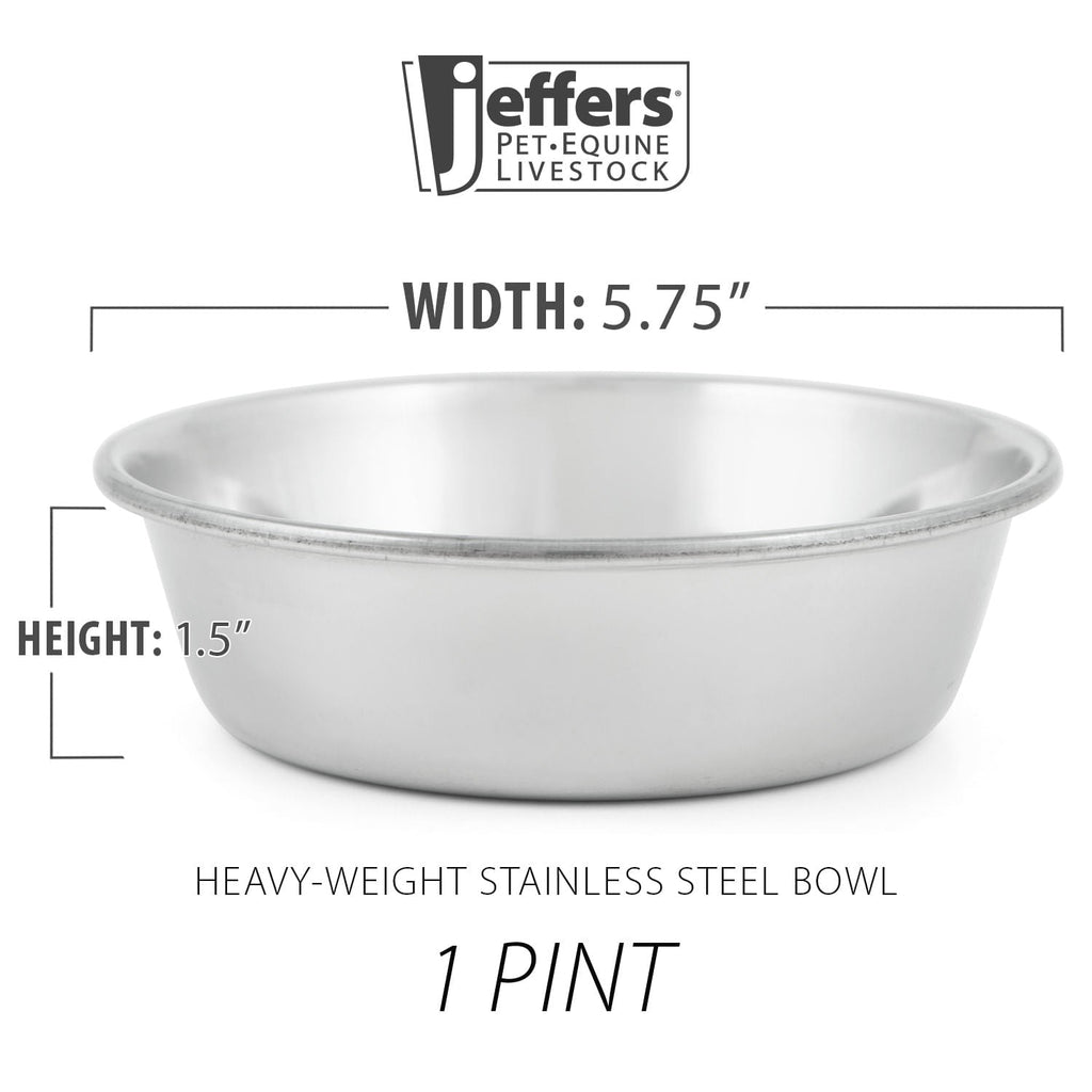Jeffers Heavy Weight Stainless Steel Pet Bowl