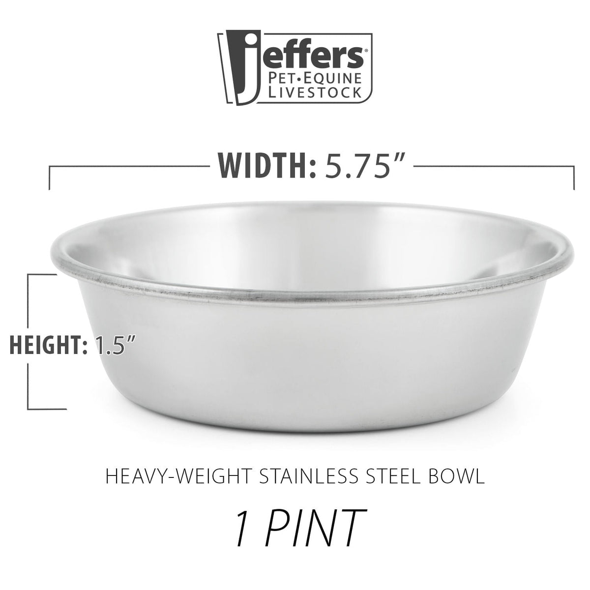 Jeffers Heavy Weight Stainless Steel Pet Bowl
