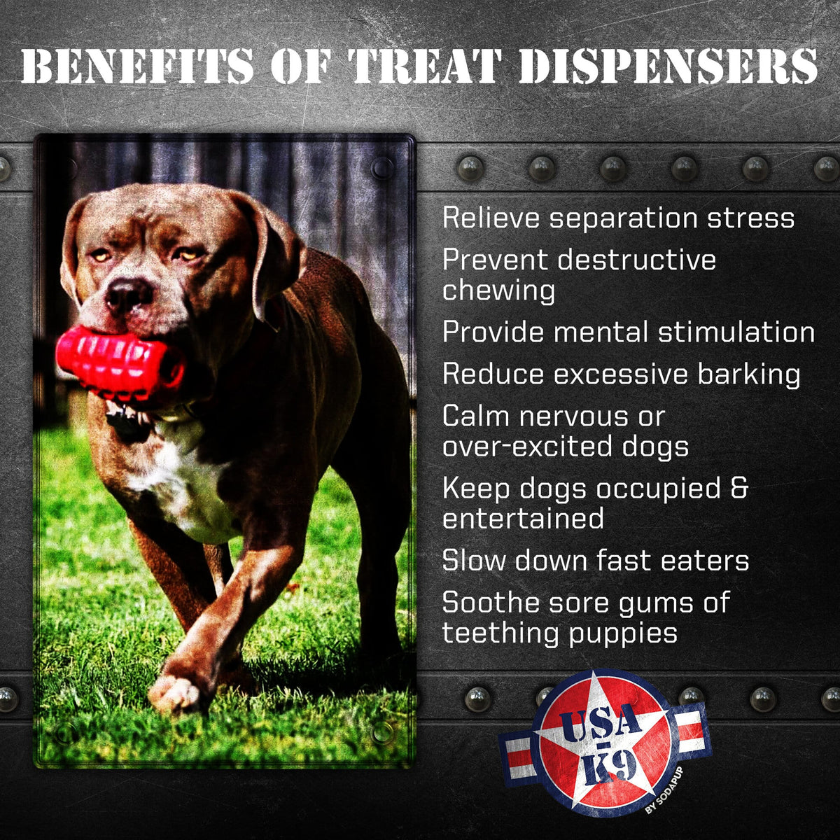 USA-K9 Grenade eDispenser Rubber Chew Toy, Magnum Black