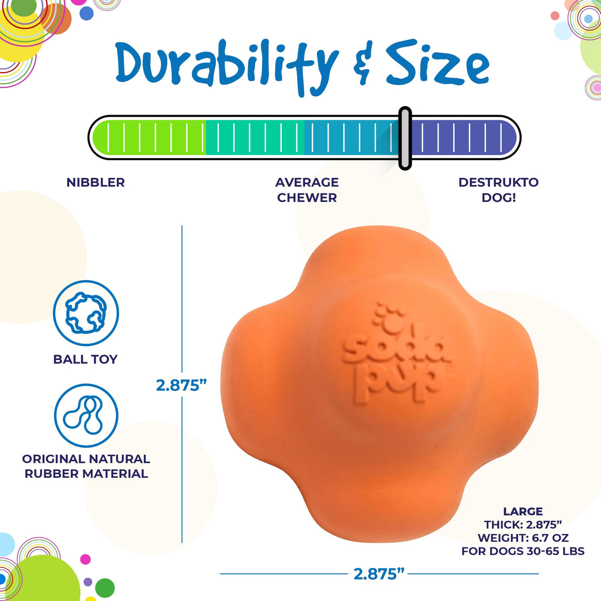 SodaPup Crazy Bounce Rubber Ball, Orange