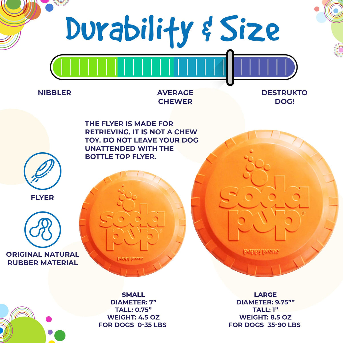SodaPup Bottle Top Flyer Rubber Flying Disc, Orange