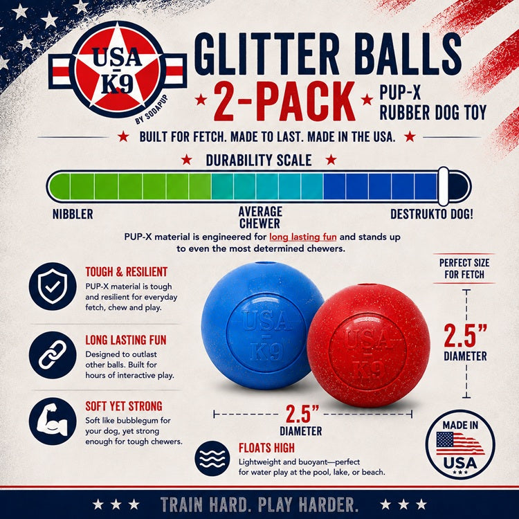 SodaPup Glitter Ball 2-Pack Soft Rubber Fetch Balls