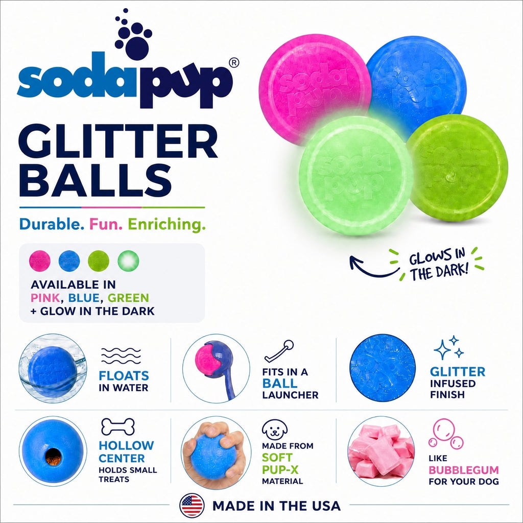 SodaPup Glitter Ball 3-Pack Soft Rubber Fetch Balls