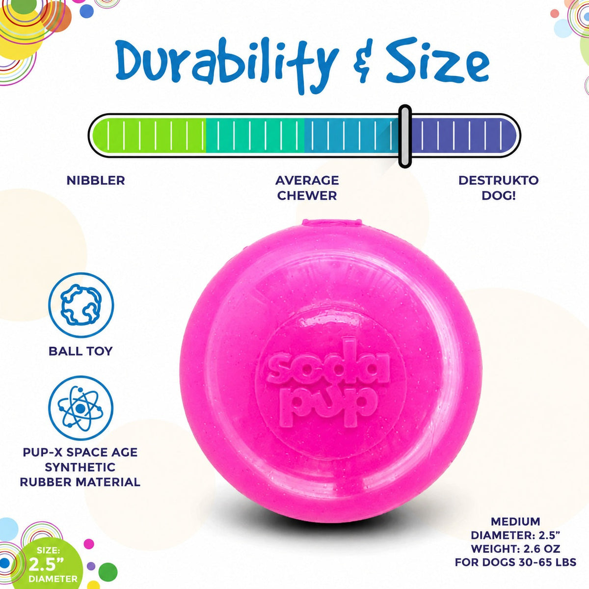 SodaPup Glitter Ball 3-Pack Soft Rubber Fetch Balls