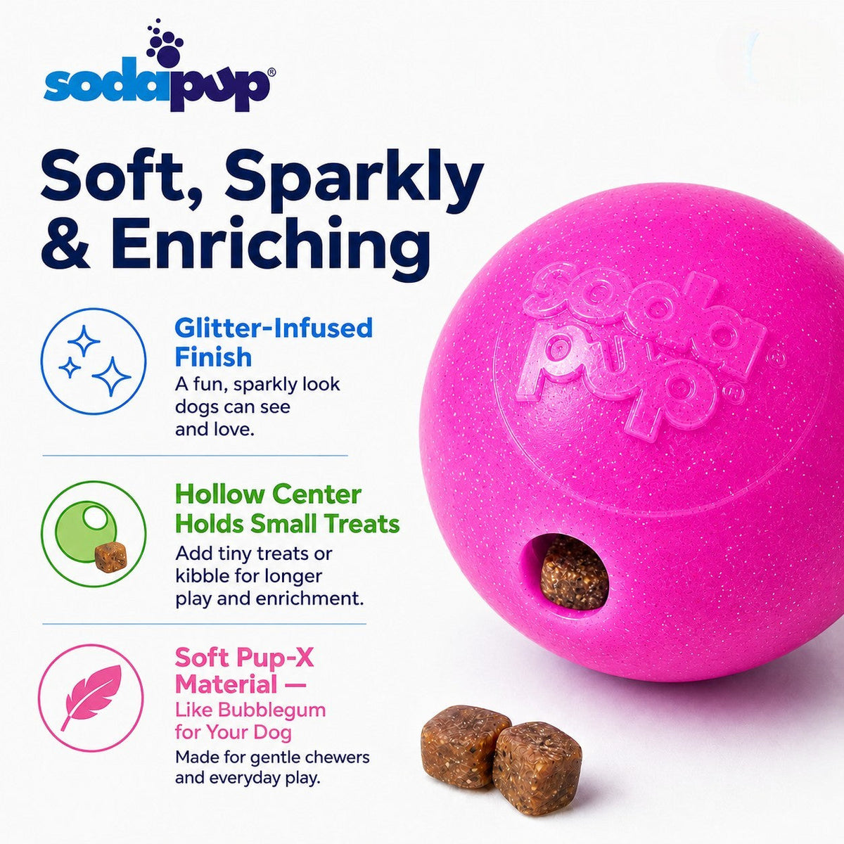 SodaPup Pink and Blue Glitter Ball 2-Pack