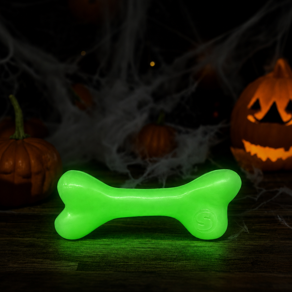 SodaPup PUP-X Glow in the Dark Rubber Bone, Large