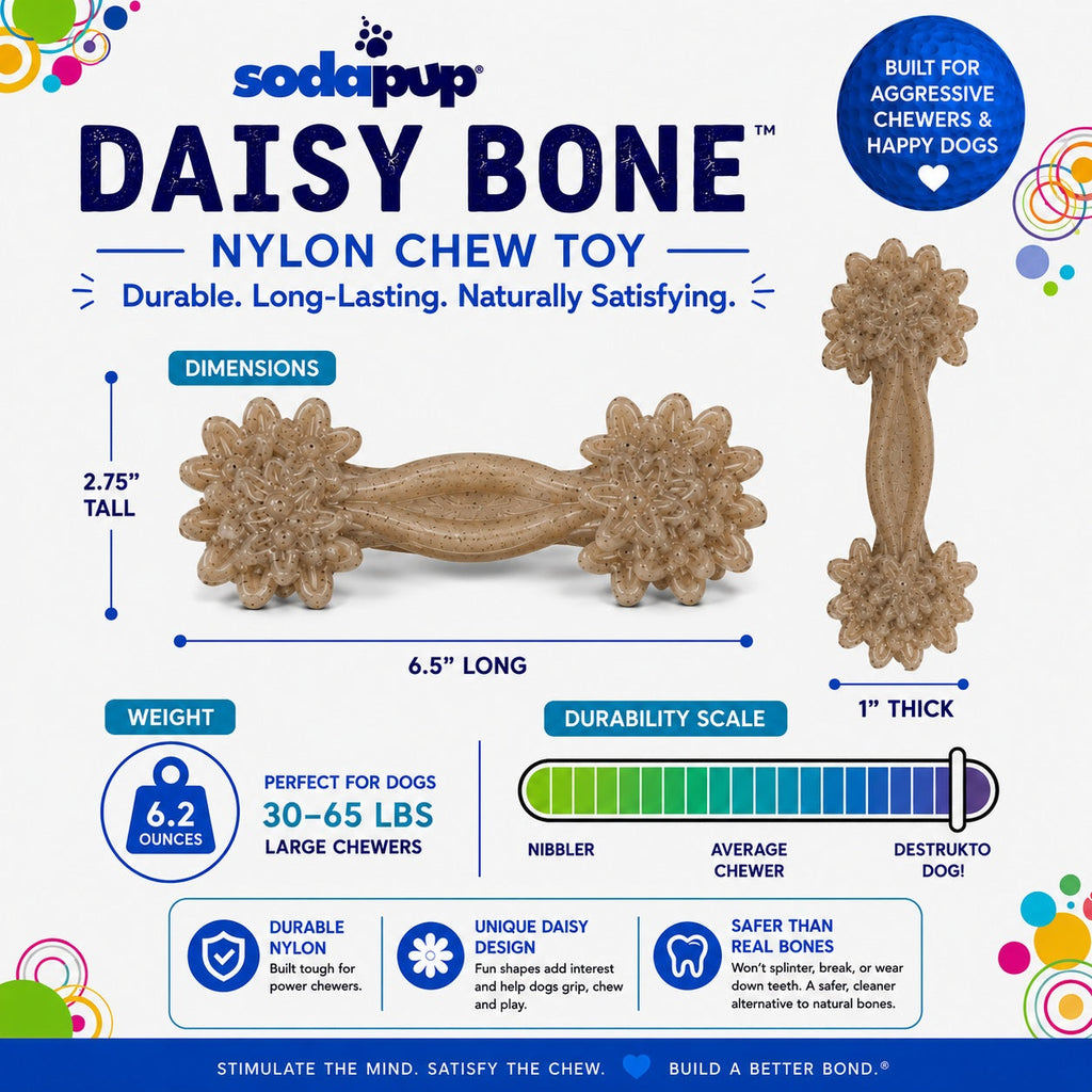 SodaPup Daisy Bone Nylon Chew Toy
