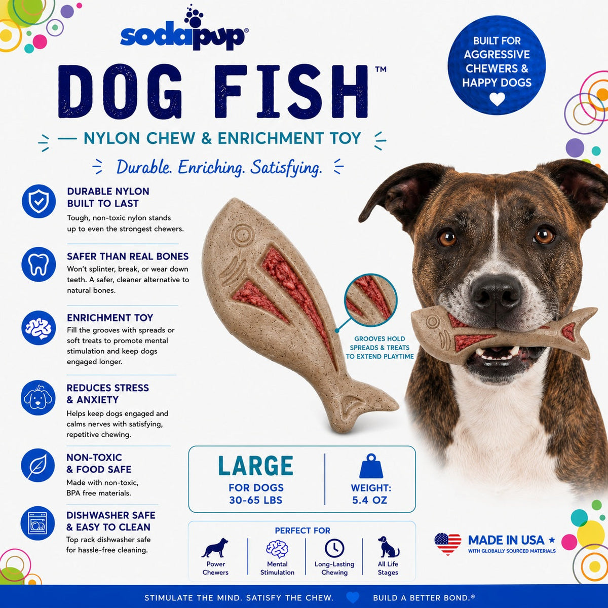 SodaPup Dog Fish eChew Nylon Chew and Lick Toy