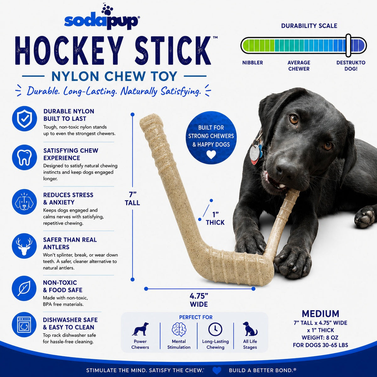 SodaPup Hockey Stick Nylon Chew Toy