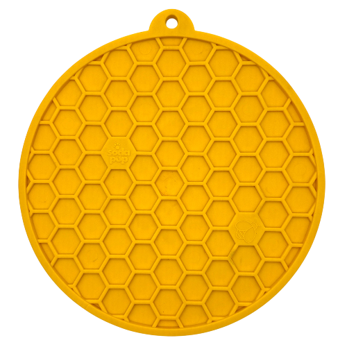 Yellow SodaPup Honeycomb round lick mat
