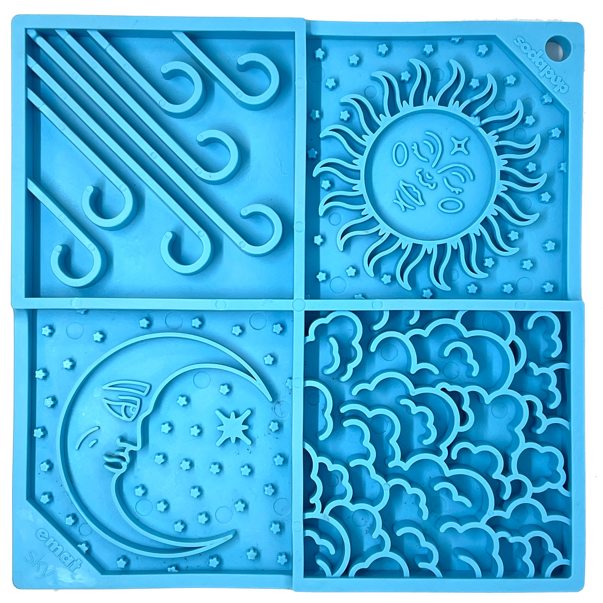 SodaPup Sky eMat lick mat with cloud pattern