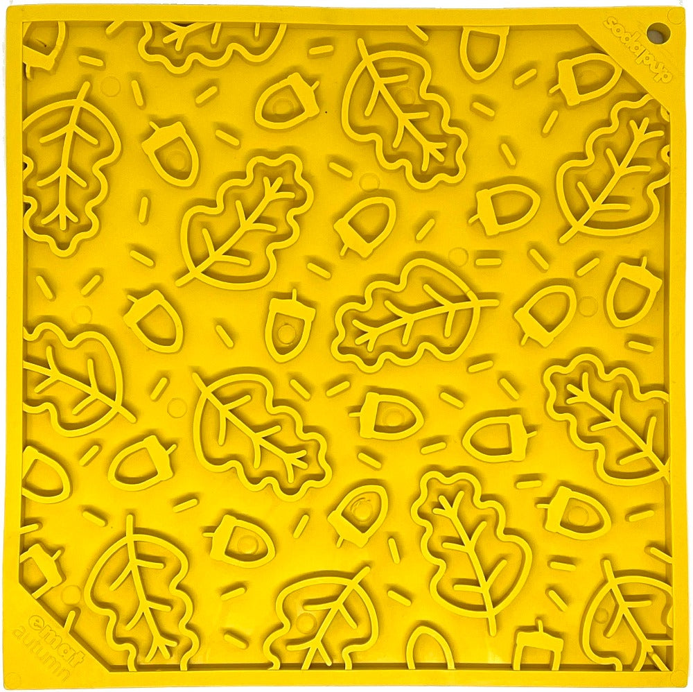 SodaPup Autumn eMat lick mat with fall leaves pattern