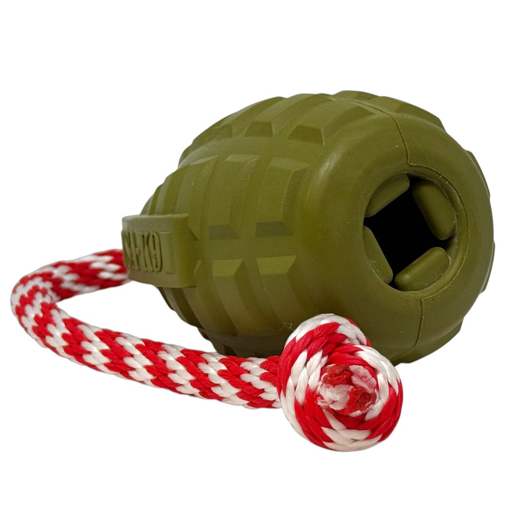 USA-K9 Grenade Rubber Reward and Tug Toy, Army Green