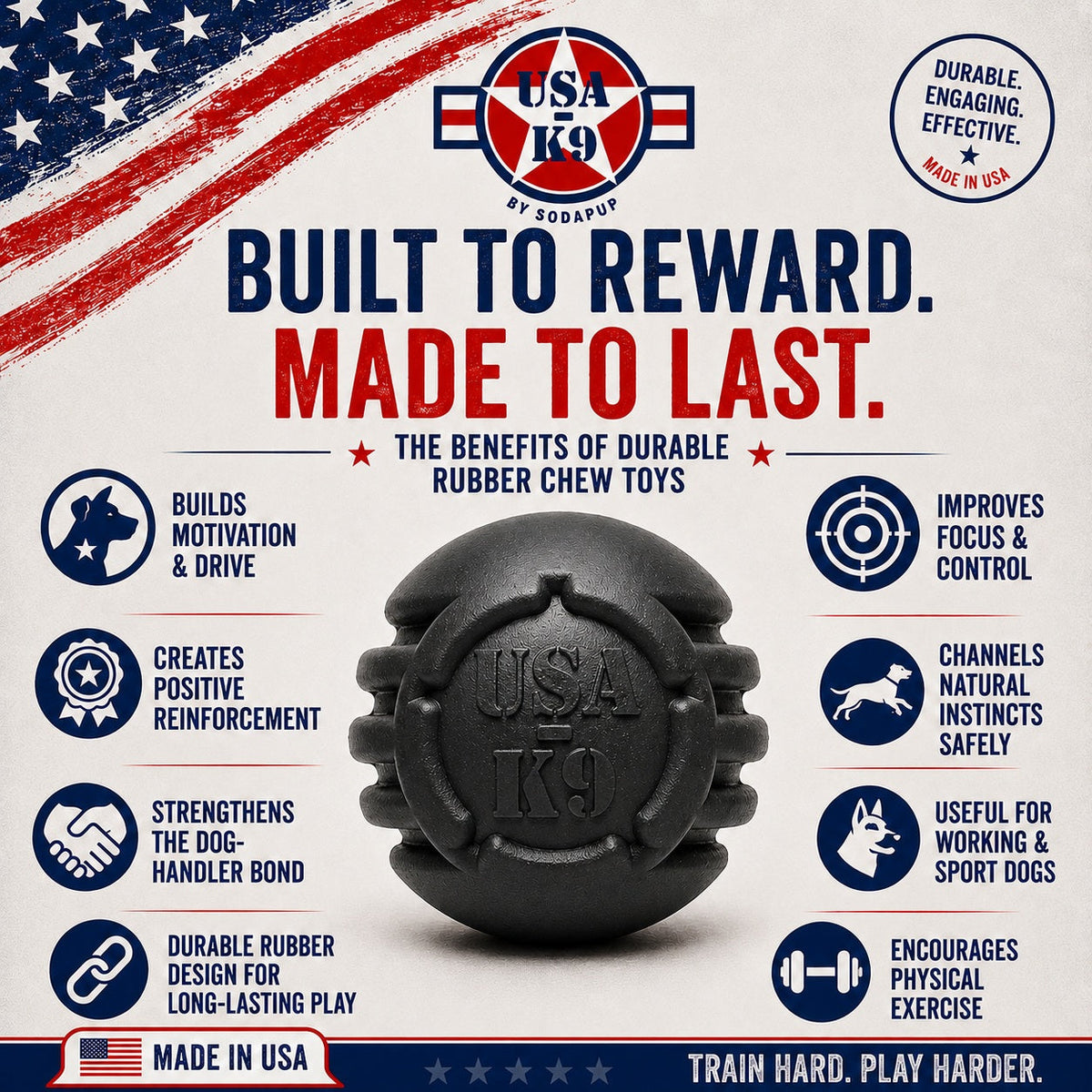 USA-K9 Stars and Stripes Reward Toy, Magnum Black