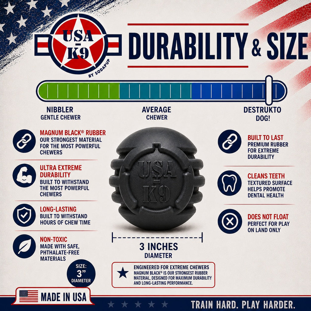 USA-K9 Stars and Stripes Reward Toy, Magnum Black