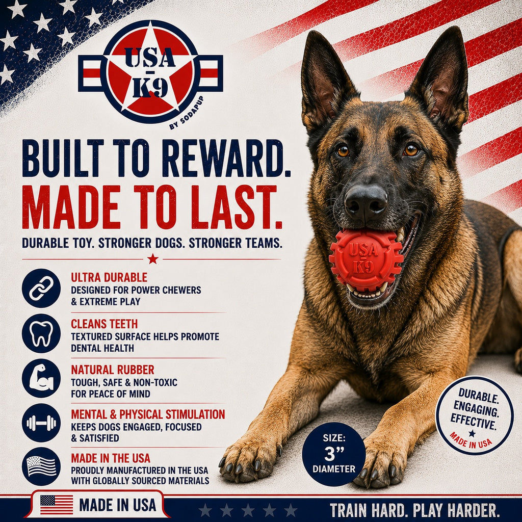 USA-K9 Stars and Stripes Rubber Reward Toy, Red