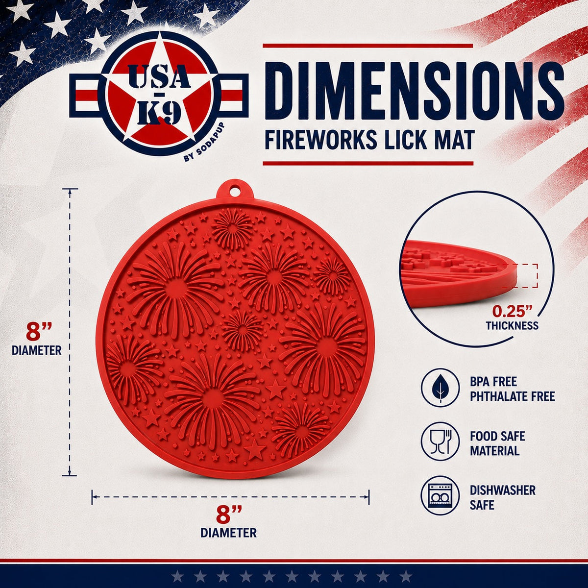 USA-K9 Fireworks eMat Lick Mat with Suction Cups