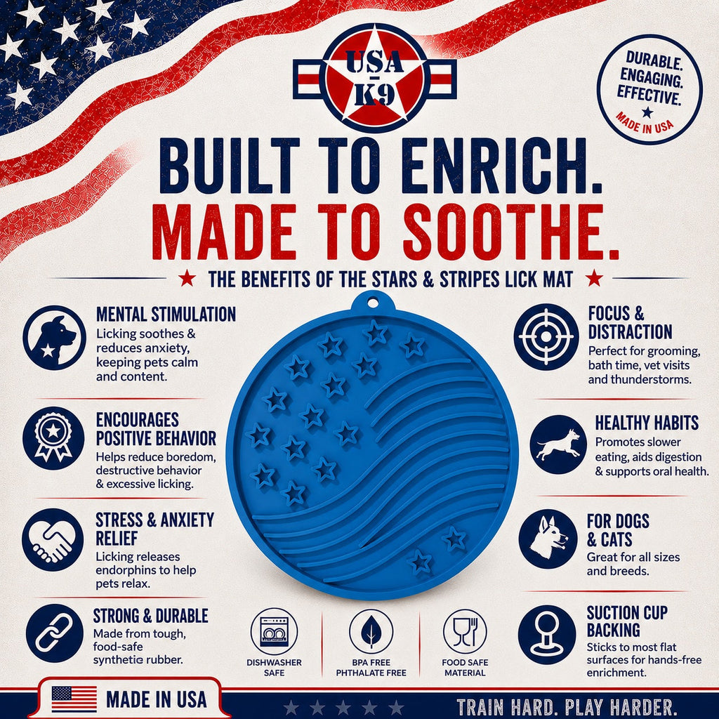 USA-K9 Stars and Stripes eMat Lick Mat with Suction Cups