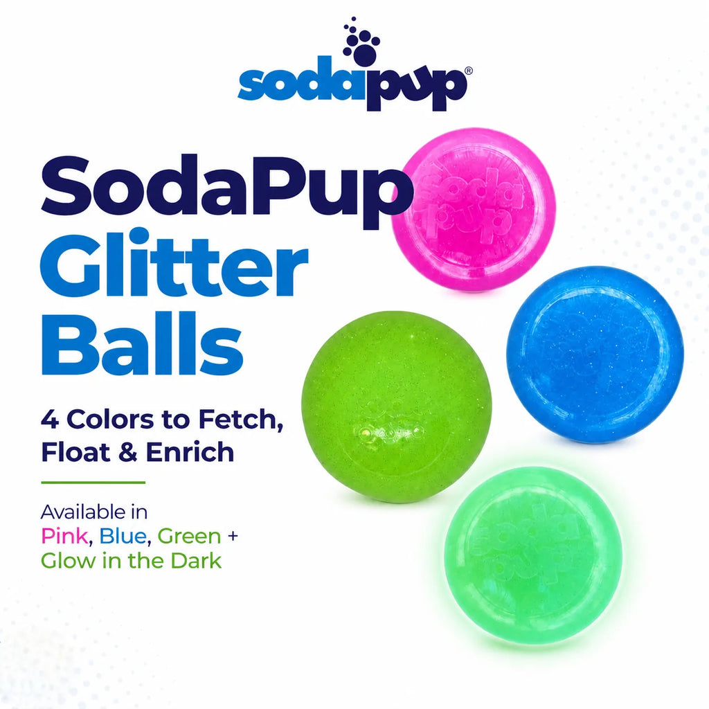 SodaPup Glitter Ball Soft Rubber Fetch Ball