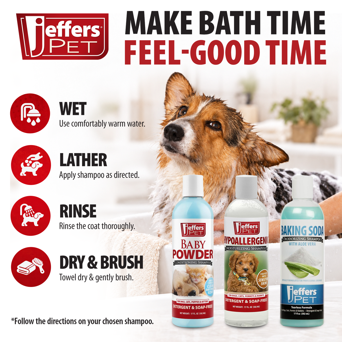 Jeffers Tearless Coconut Oil Shampoo for Dogs & Cats