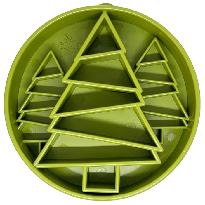 Green SodaPup Pine Tree eBowl slow feeder