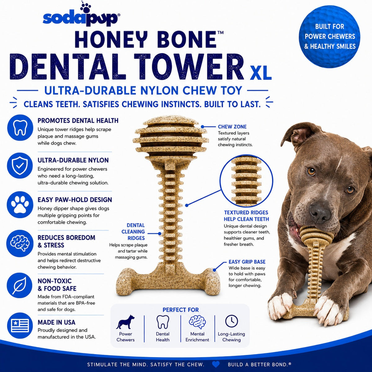 SodaPup Honey Bone Tower Nylon Chew Toy, XL