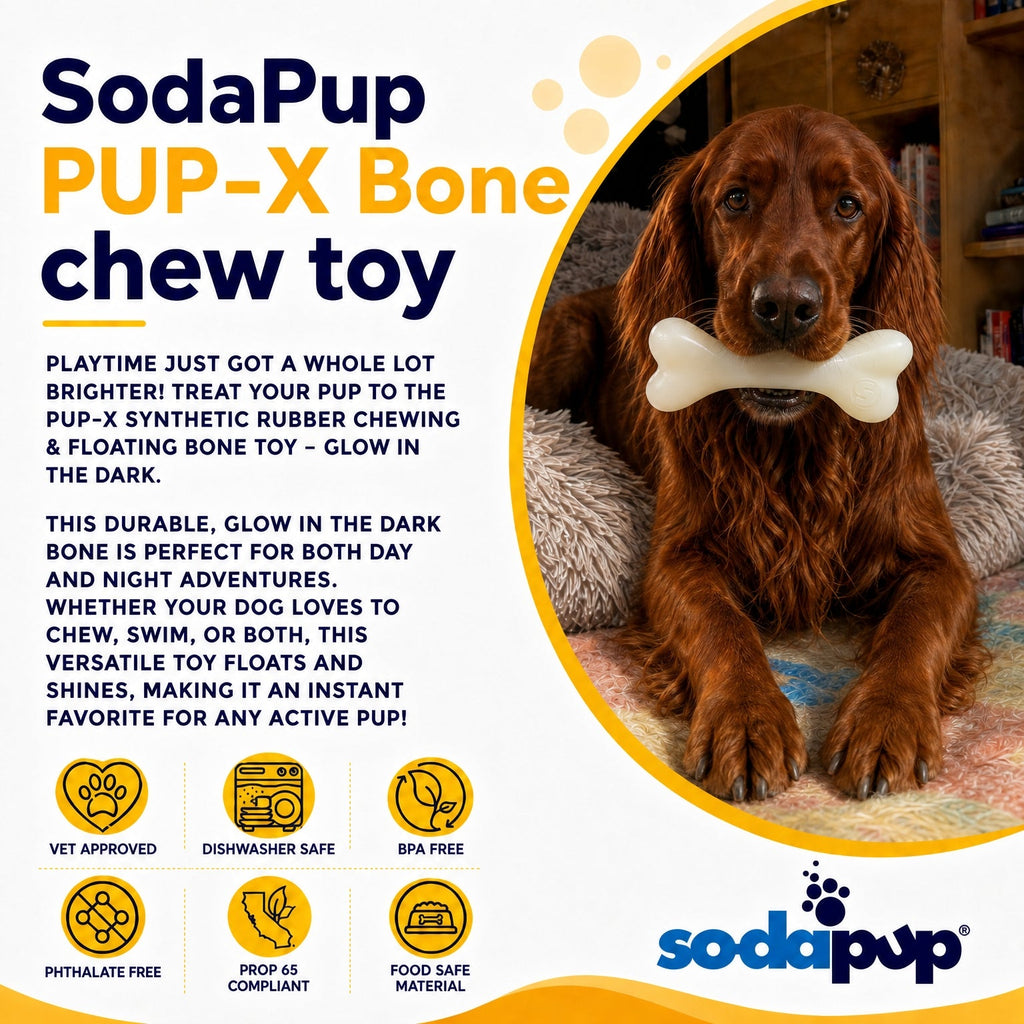 SodaPup PUP-X Glow in the Dark Rubber Bone, Large