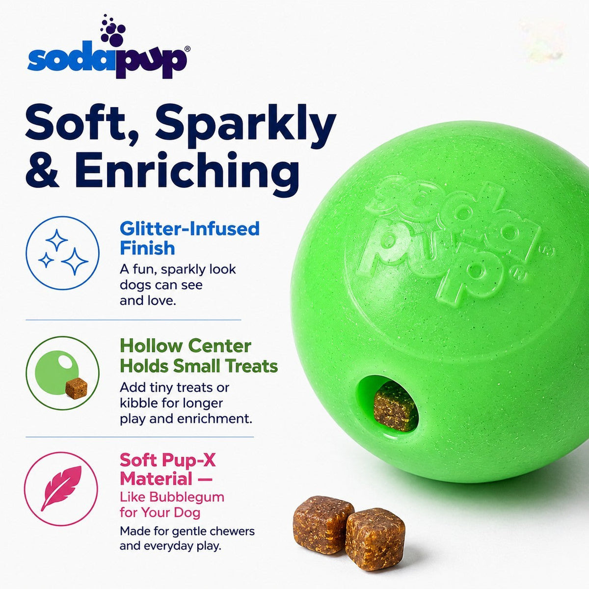 SodaPup Green Glitter Ball 2-Pack