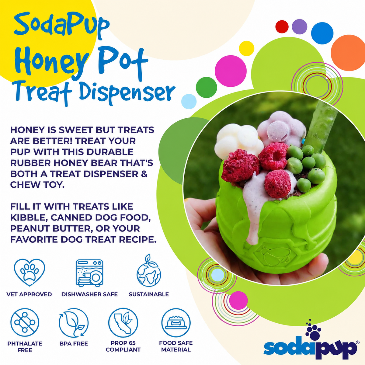 SodaPup Honey Pot eCup Treat Dispenser, Apple Green
