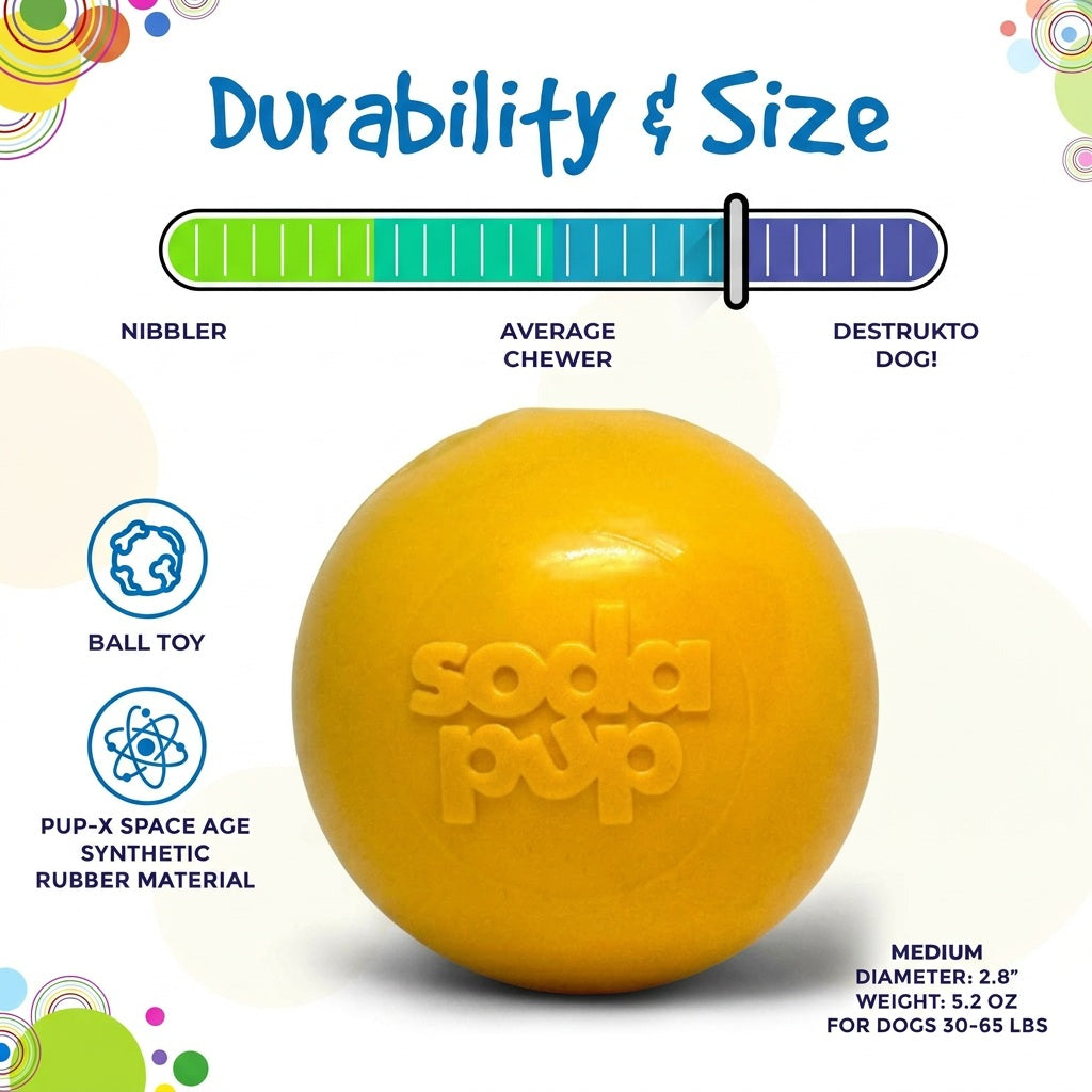 SodaPup PUP-X Squeak Ball Rubber Dog Toy
