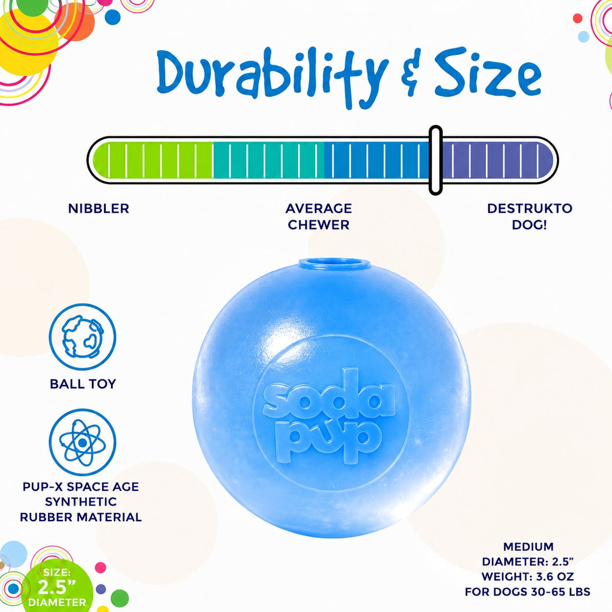 SodaPup Strobe Ball Light-Up Rubber Dog Ball
