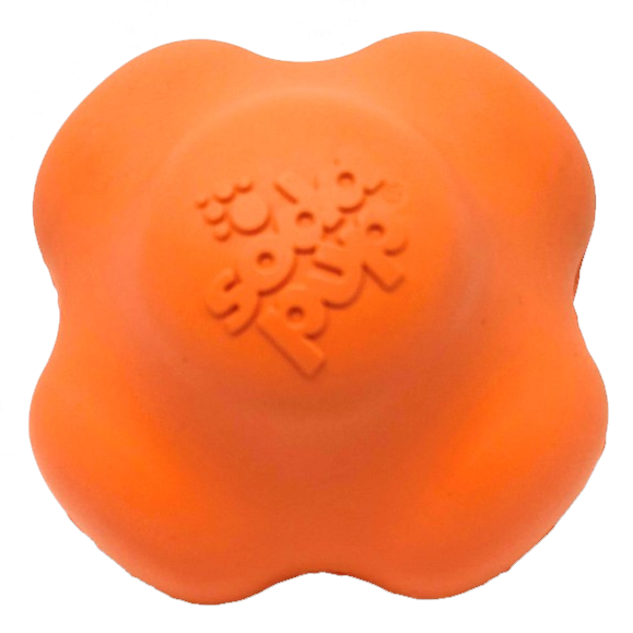Orange SodaPup Crazy Bounce rubber dog ball