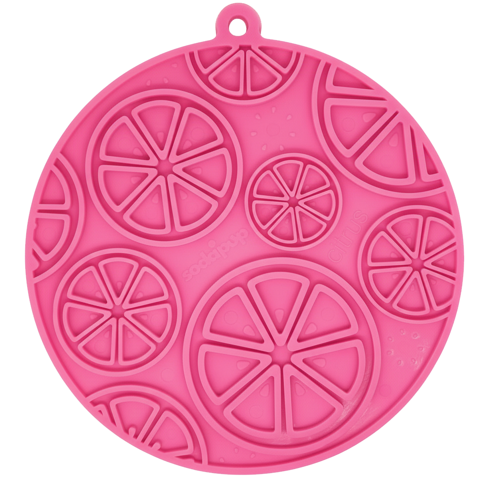 SodaPup Citrus eMat lick mat with citrus slice design