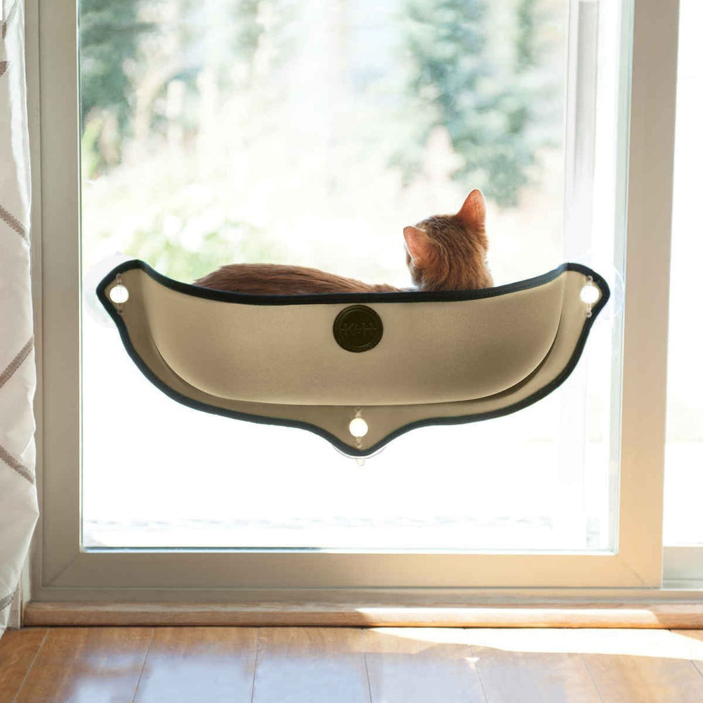 Tan EZ Mount suction-cup window bed for cats