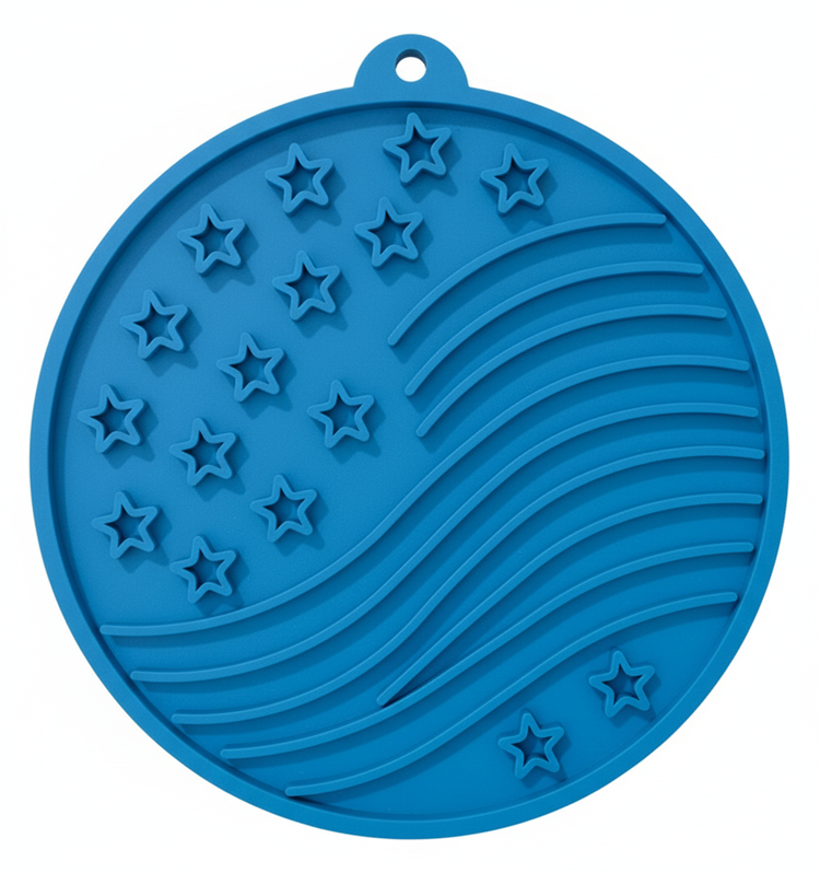 Light blue USA-K9 stars and stripes eMat lick mat