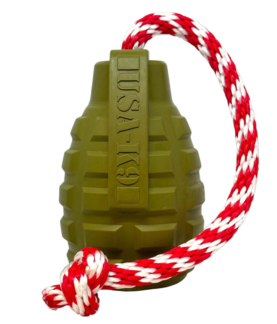 Army green USA-K9 grenade rubber dog toy