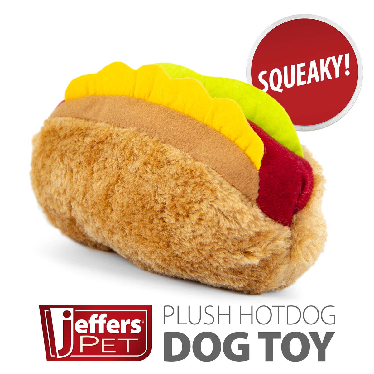 Jeffers Grill Time Plush Squeaker Dog Toy, Hamburger or Hot Dog