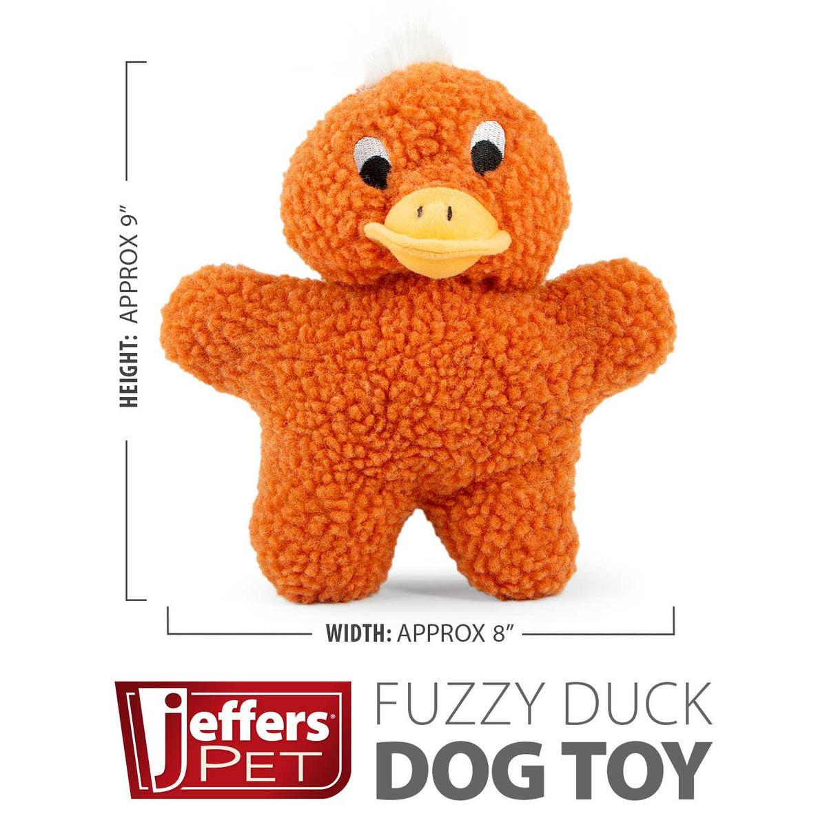 Jeffers Animal Fuzzies Plush Squeaker Dog Toy, 8 in