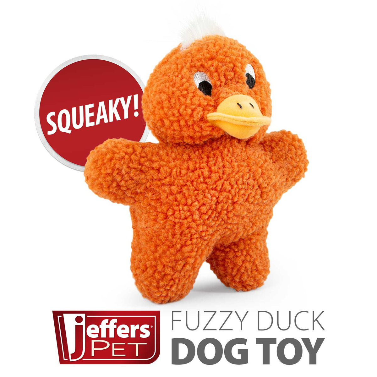 Jeffers Animal Fuzzies Plush Squeaker Dog Toy, 8 in