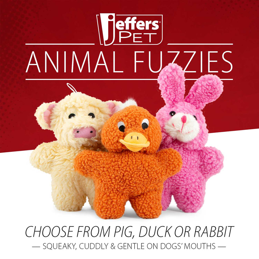 Jeffers Animal Fuzzies Plush Squeaker Dog Toy, 8 in