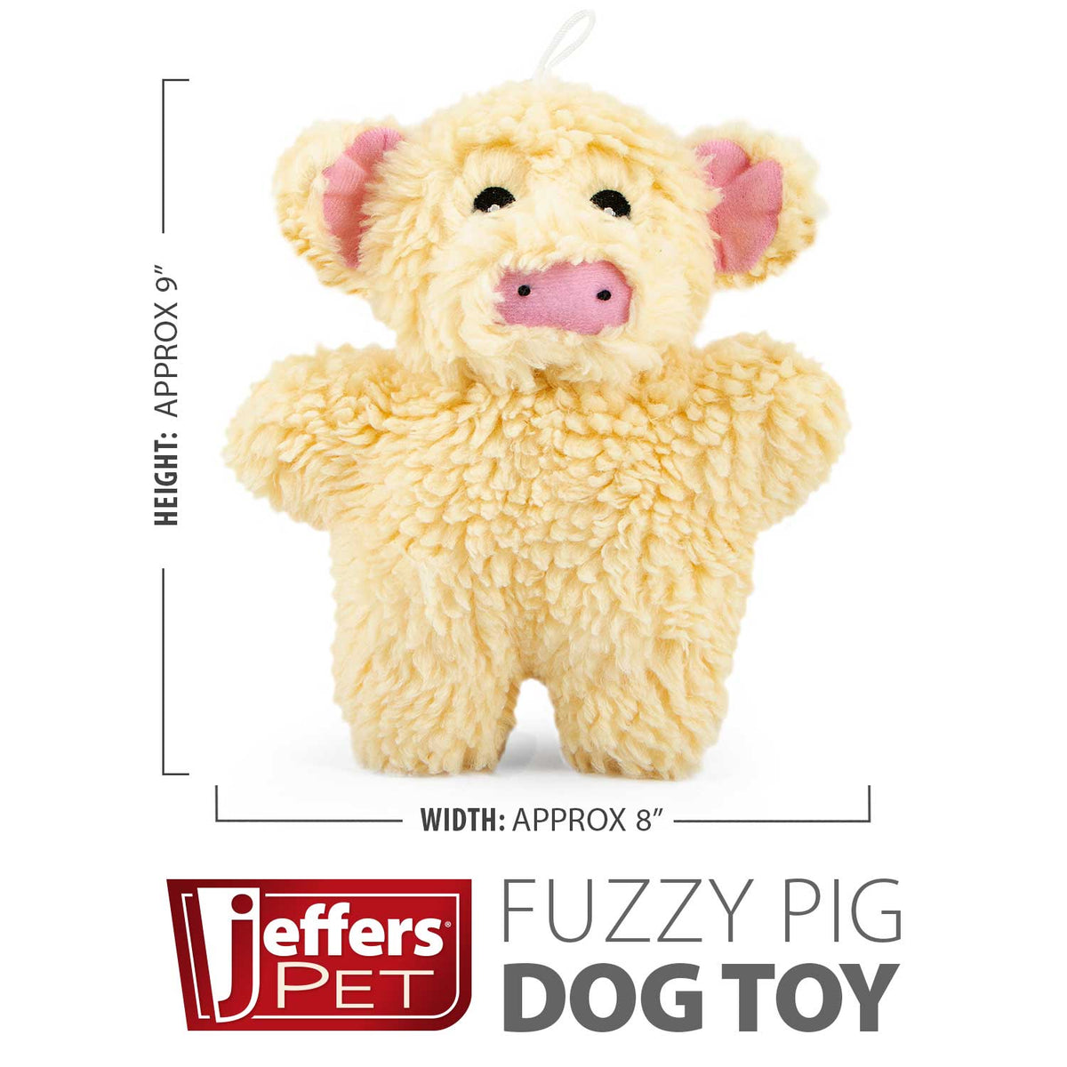 Jeffers Animal Fuzzies Plush Squeaker Dog Toy, 8 in
