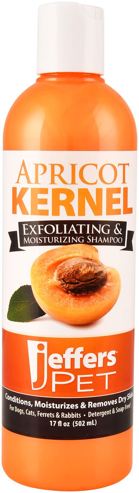 Bottle of Jeffers Apricot Kernel exfoliating pet shampoo