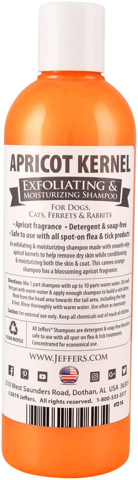 Jeffers Apricot Kernel Exfoliating Pet Shampoo - FurrowpetstoreGrooming & CleanupJeffers